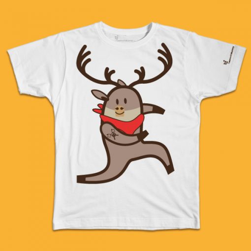 maglietta per bambino con il disegno di una renna, t-shirt for kids with a caribou, disegnata da Ardoq