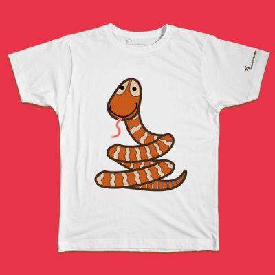 maglietta per bambino con il disegno di un serpente, t-shirt for kids with a snake, disegnata da Ardoq