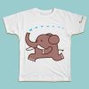 maglietta per bambino con il disegno di un elefante che corre, t-shirt for kids with a elephant, disegnata da Ardoq